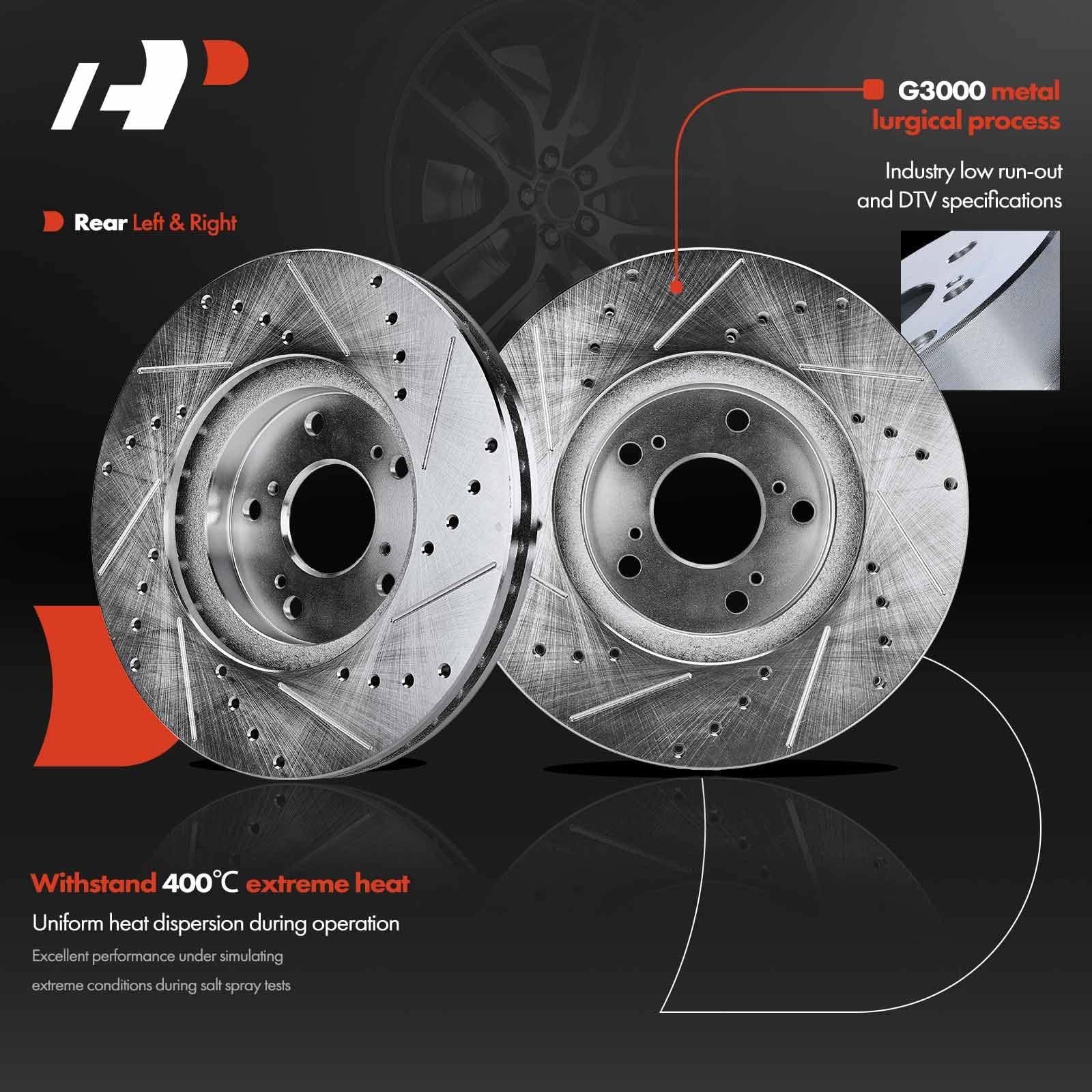 APremium 11.81 inch(300 mm) Front Disc Brake Rotors + Ceramic Pads Kit