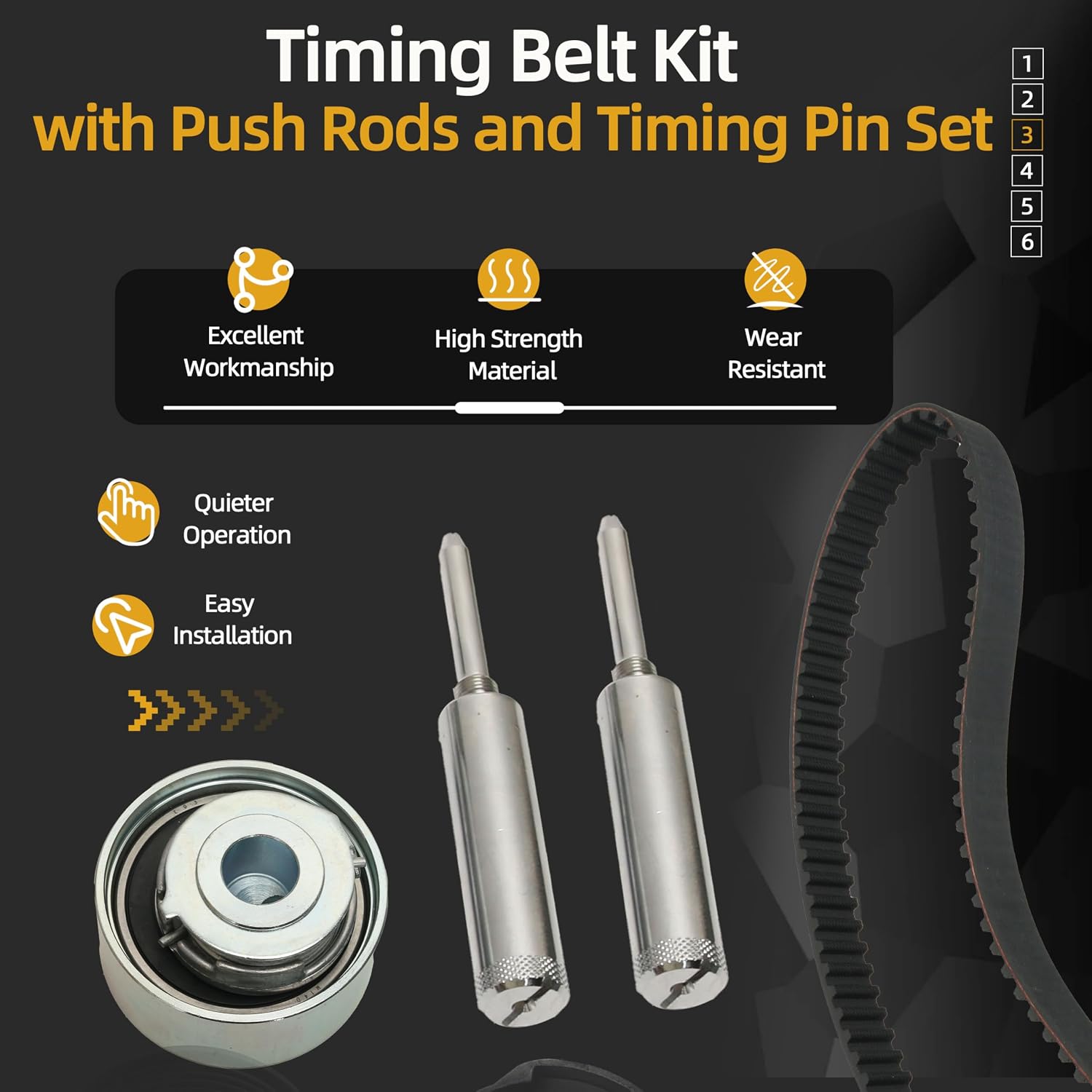 Timing Belt Kit Push Rods Timing Pin Set Pulleys fits for Deutz F2L1011 F3L1011 F4L1011 F2M1011 BF4M 1011F F3L1011F F4L1011F, Timing Belt with Timing Alignment Pins and Pushrods # 02929933