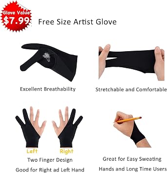 Drawing Tablet Case Carrying Bag with Artist Glove Graphics Tablet Sleeve Protective Bag for Huion H610 Pro, HS610, Xp-pen Deco 01, Star 06, Ugee M708 and Veikk A30, A50