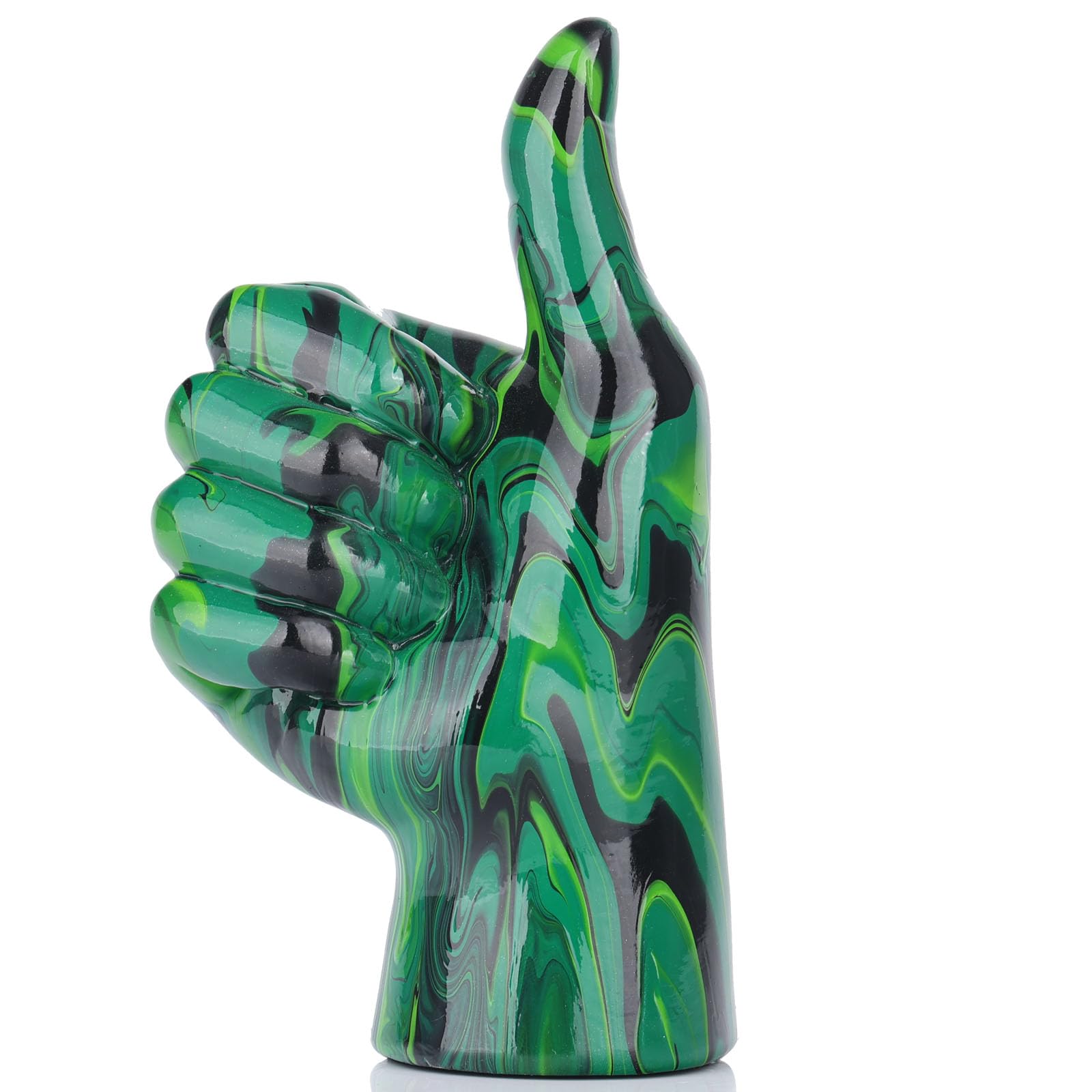 Emerald Green Hand Gesture Statue Decor - Modern Love Heart Finger Statues, Resin Art Sculpture for Living Room, Apartment & Modern Home Decor - Creative Wedding Gift