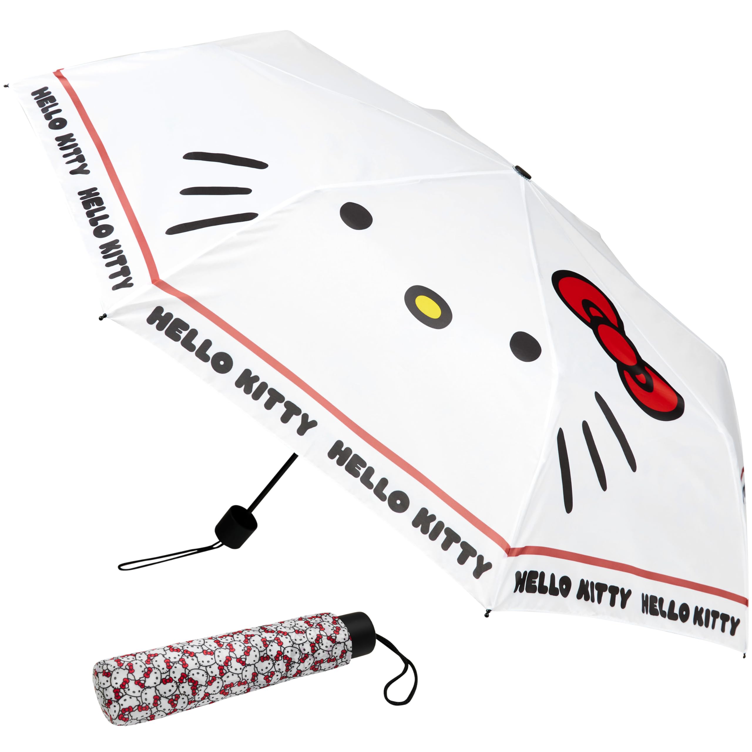 Get Trend Girls White Hello Kitty Sanrio Hello Kitty Umbrella Teens Foldable Compact Umbrella School Travel Windproof Women Travel Gifts (White Hello Kitty)