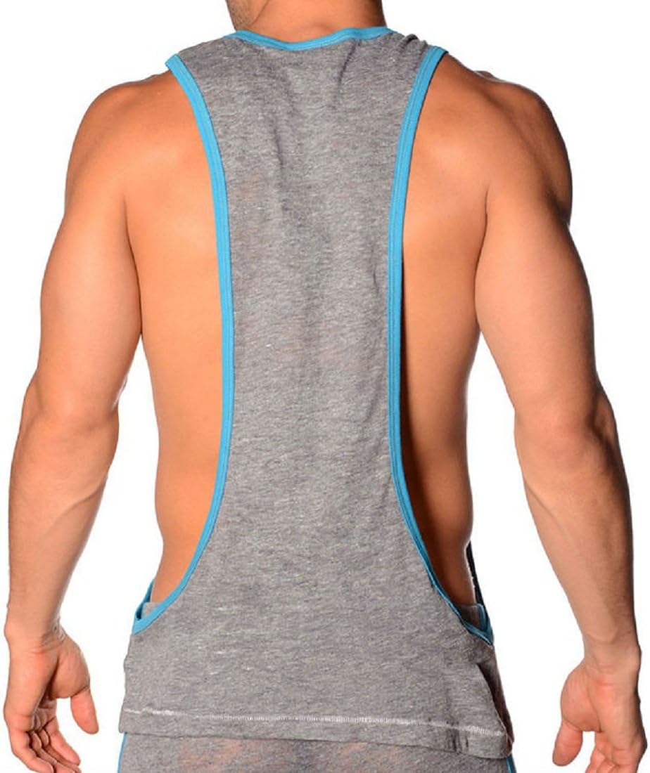 Blazze Mens Stringers Gym Tank Dark Gray Top Vests Briefs for Men