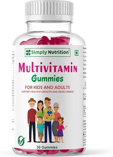 Simply Nutrition Multivitamin &amp; Mineral Gummies for Kids &amp; Adults - 30 Ct | Enriched with Biotin, Vitamin C , D3, folic ac...