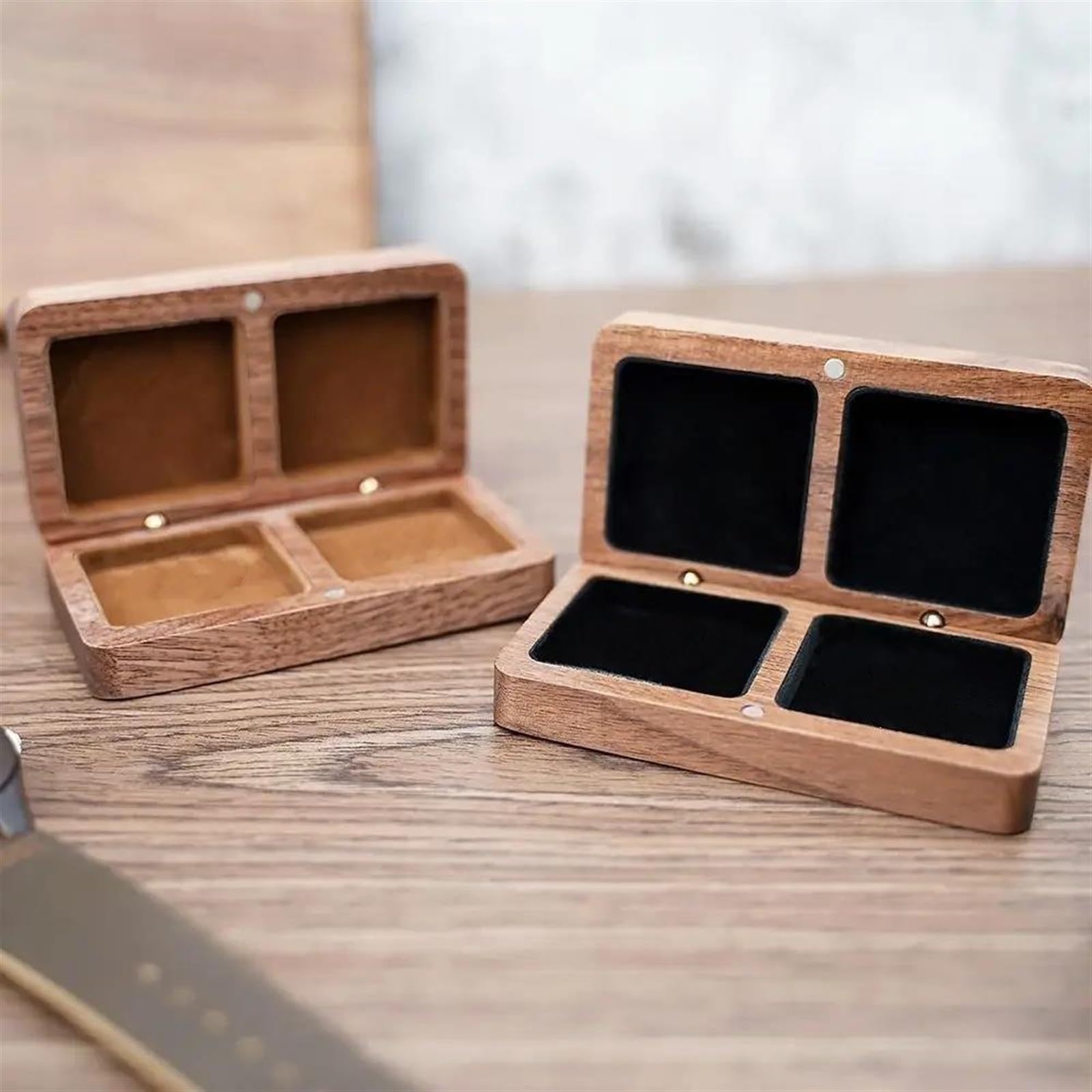 Organizador de Collares, joyero de Madera con Doble Compartimento para Guardar Pendientes, Anillos, Collares, expositores, Anillos, Estuches de Almacenamiento, Estuches para Pendientes.