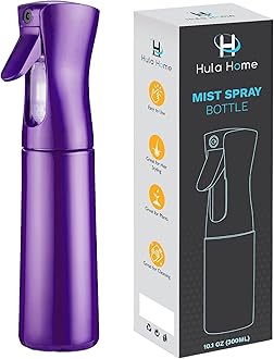 Hula Home Continuous Spray Bottle (10.1oz/300ml) Empty f falkiya Fine Plastic Water Mist Sprayer – For Hairstyling, Cleaning, Salons, Plants, Essential Oil Scents & More (Purple)