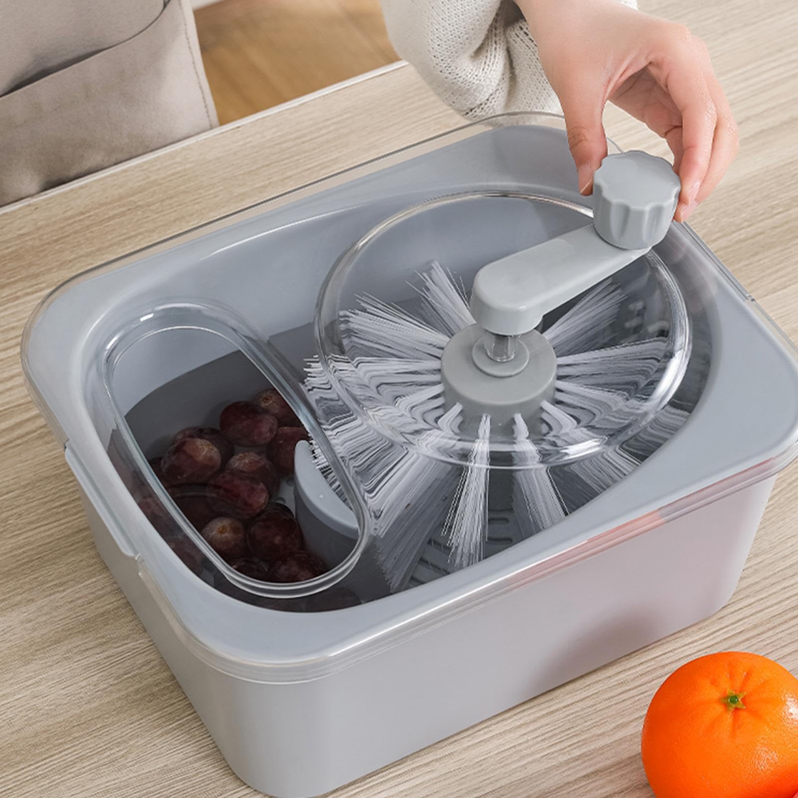Limpiador de frutas – Pp Spinner Bowl | Limpiador de verduras con modo de lavado giratorio Vortex, cesta de drenaje de frutas resistente, utensilio de limpieza de alimentos de cocina para