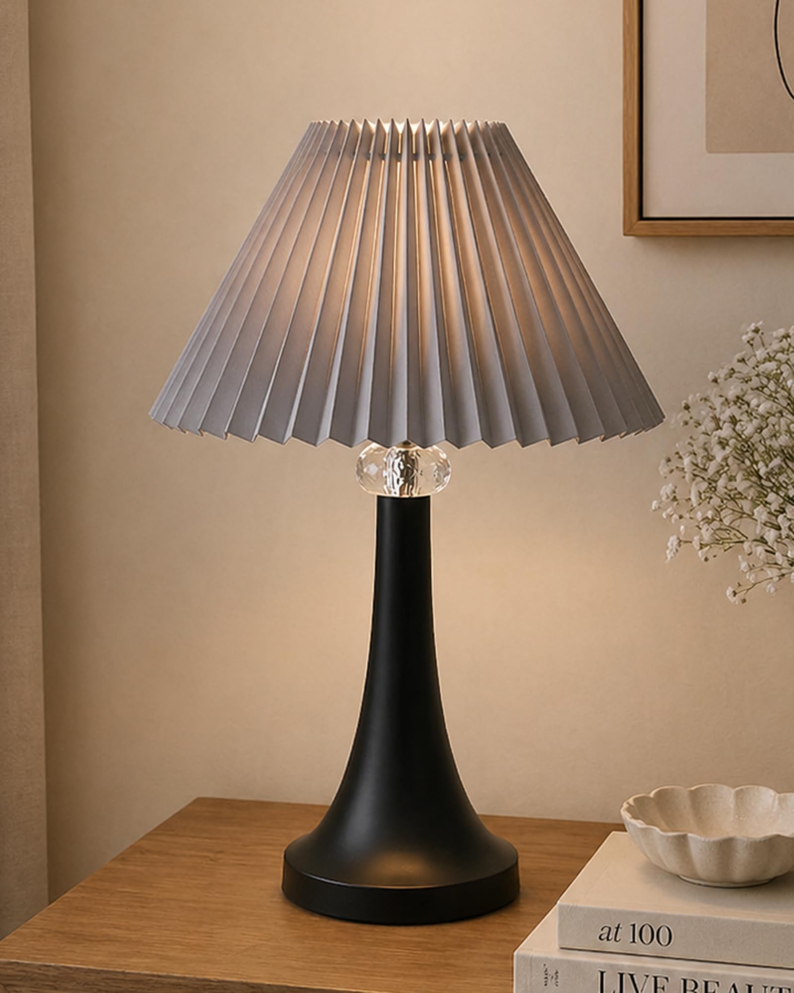 Homesake ® Black Metal Cone Table Lamp With Cone Fabric Shade,Incandescent,E-27 Holder,(Bulb Not Included)Bedroom Light,Desk Lamp,Bedroom,Night Lamp,Lamp For Living Room Decoration,(Plated Grey)-image-26