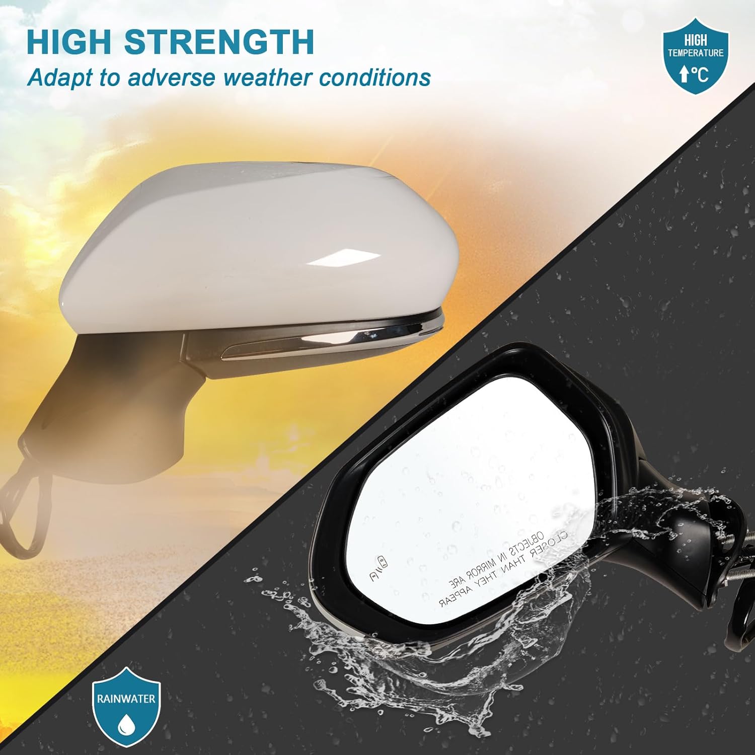 Left Driver side Mirror Fits 2018-2024 Toyota Camry with Power Glass, Heated, Turn Signal, Blind Spot Detection and Manual Folding Match to White Replace 8794006840(7Pins)