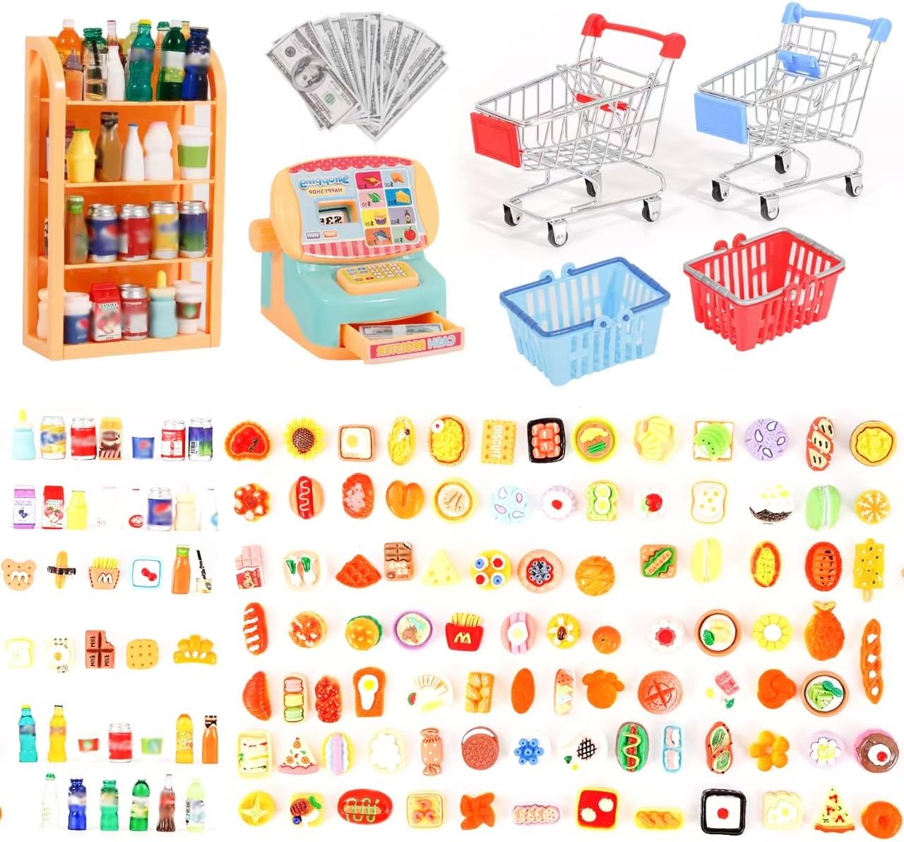 136 PCs Mini Shopping Cart Basket Miniature Food Martinique Ubuy