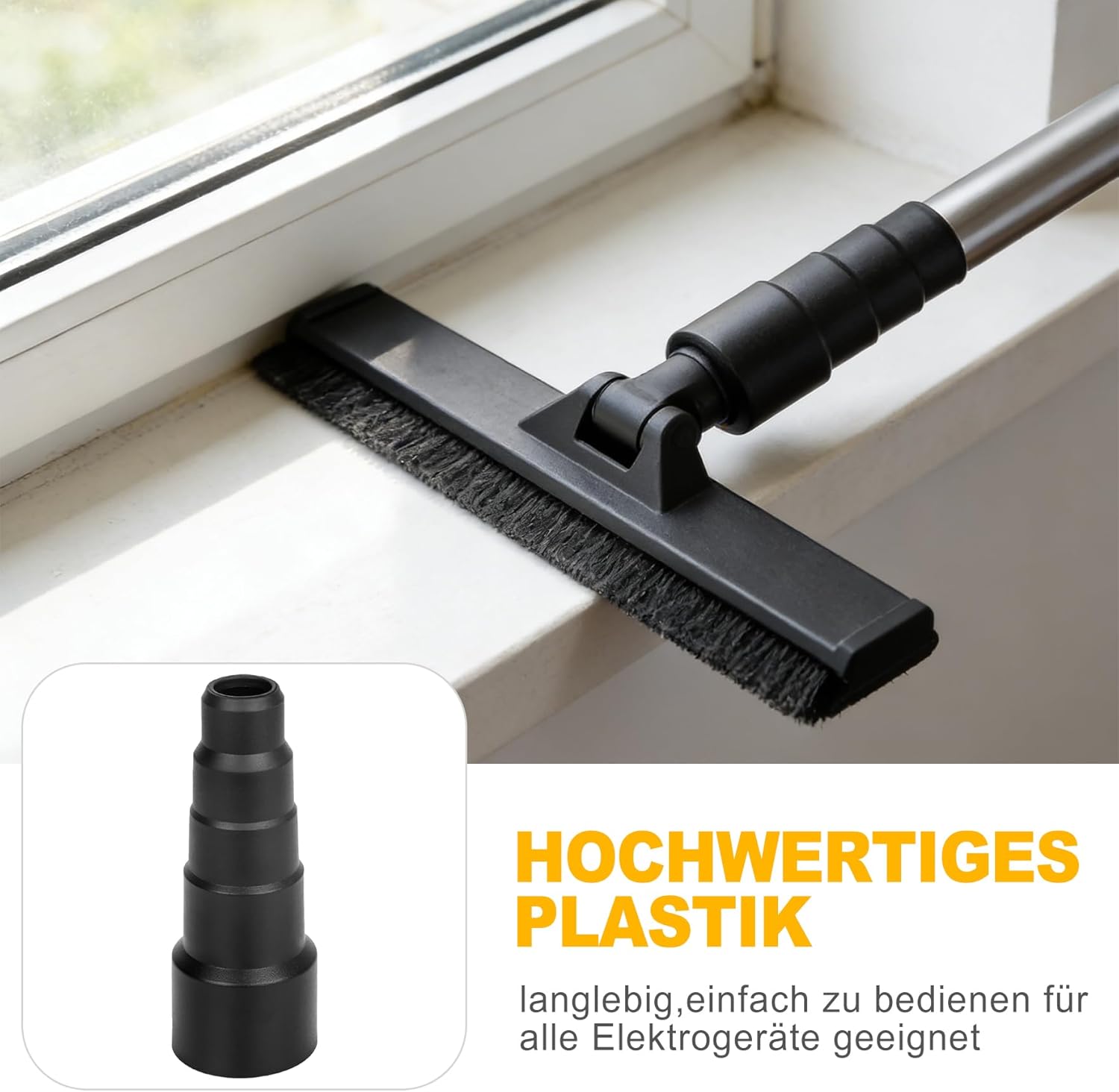 Pack of 2 Universal Vacuum Cleaner Adapters Rubber Hose Adapter Reducer Suction Adapter for Workshop Vacuum Cleaner Hose Power Tools Industrial Vacuum Cleaner Accessories Black