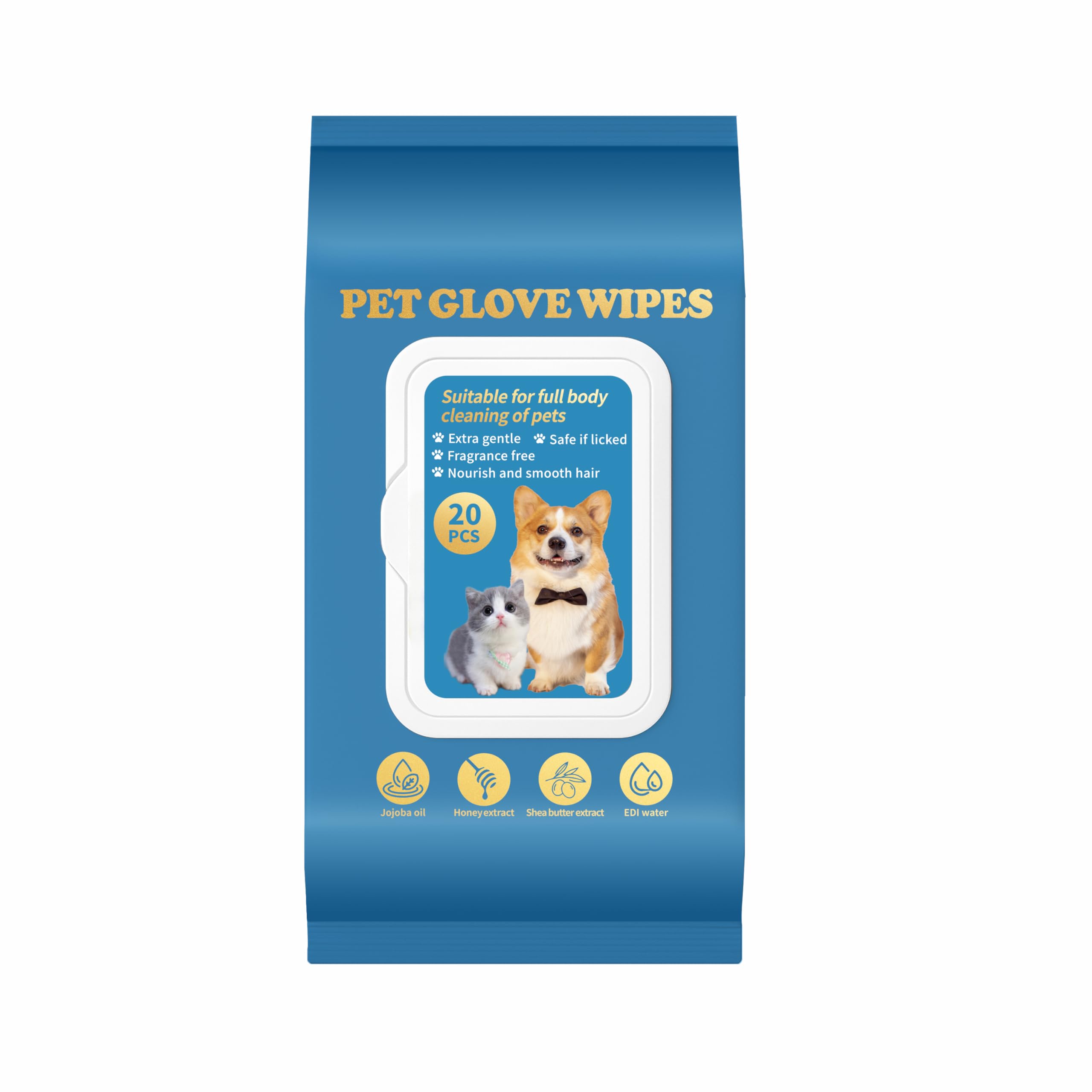 20 PCS Pet Glove Wipe, Cleaning Glove for Dog and Cat Fur Face, Ear, Eye, Paws Cleaning Wipes, Pet Wash Free Gloves - Image 2