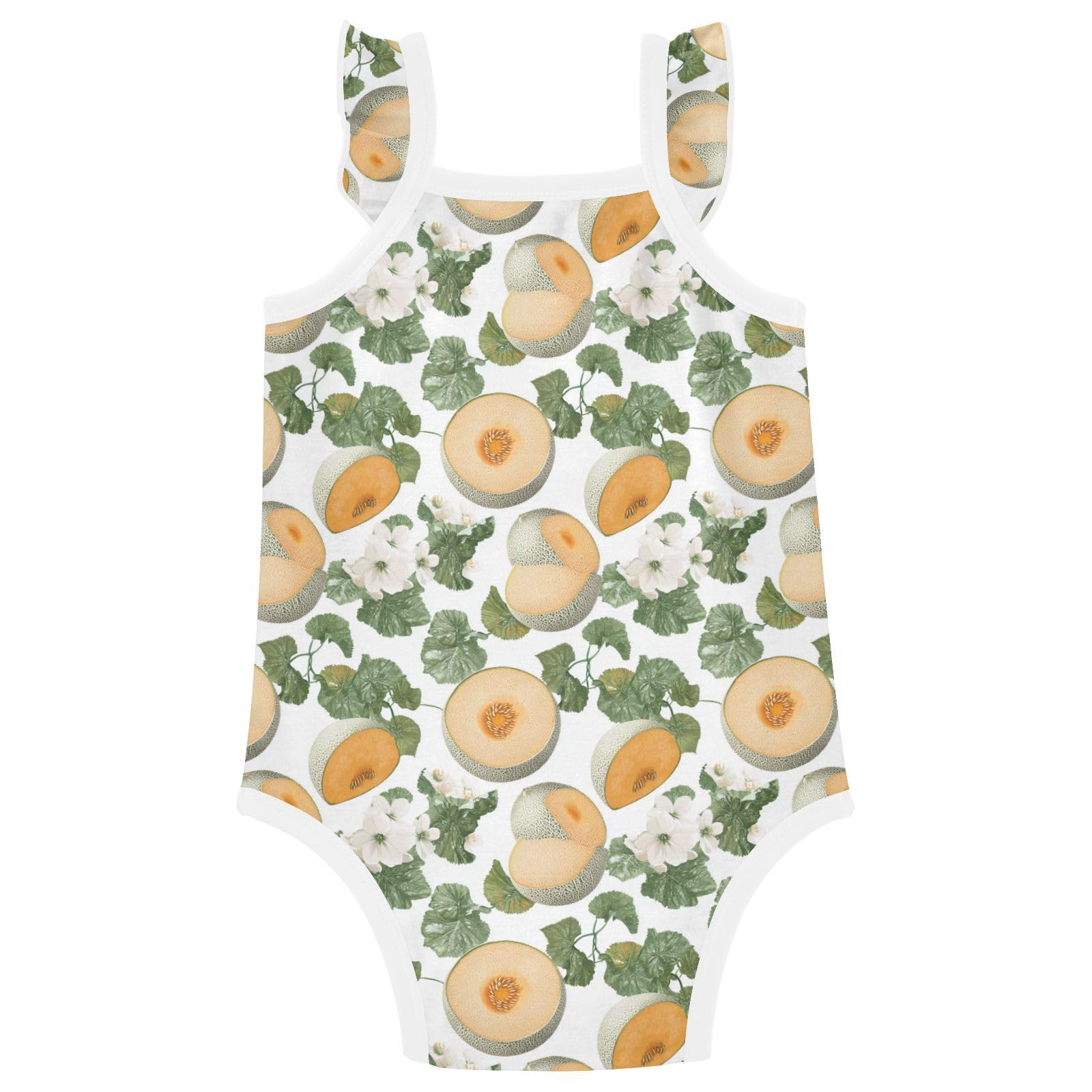 Baby Cotton Infant Bodyshirts Ruffle Sleeve Baby Girl Undershirts 6M Art Cantaloupe Fruit