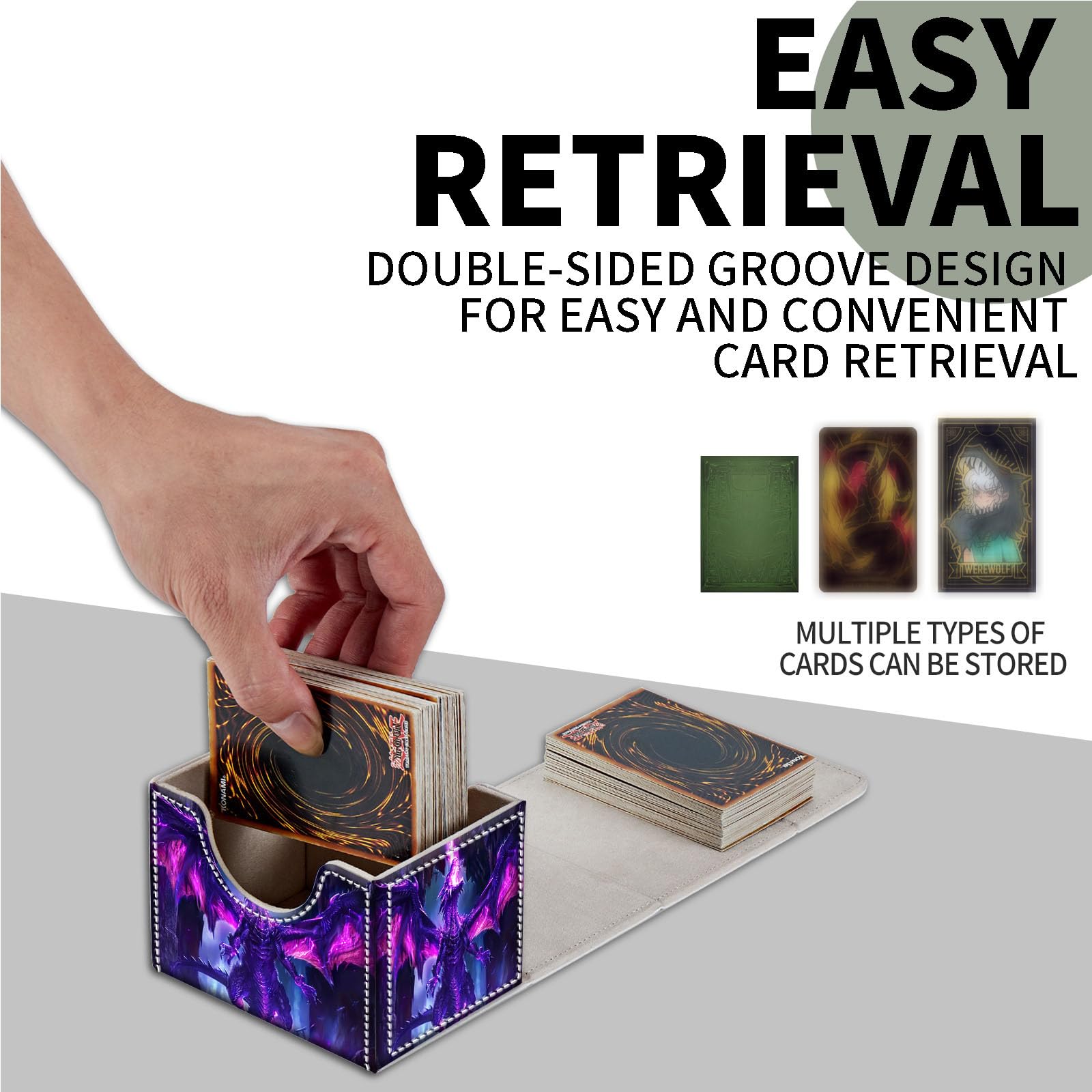 ETLKJVBL for MTG Card Storage Solution - for MTG Card Box and Commander Decks, High Capacity Anime Card Sleeves for Mtg Deck Box, Designed Specifically for Mtg Players(Purple Dragon)