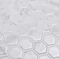 Vista 9 de In Home InHome NH2359 - Azulejos hexagonales de mármol para salpicaduras, color blanco y blanco roto