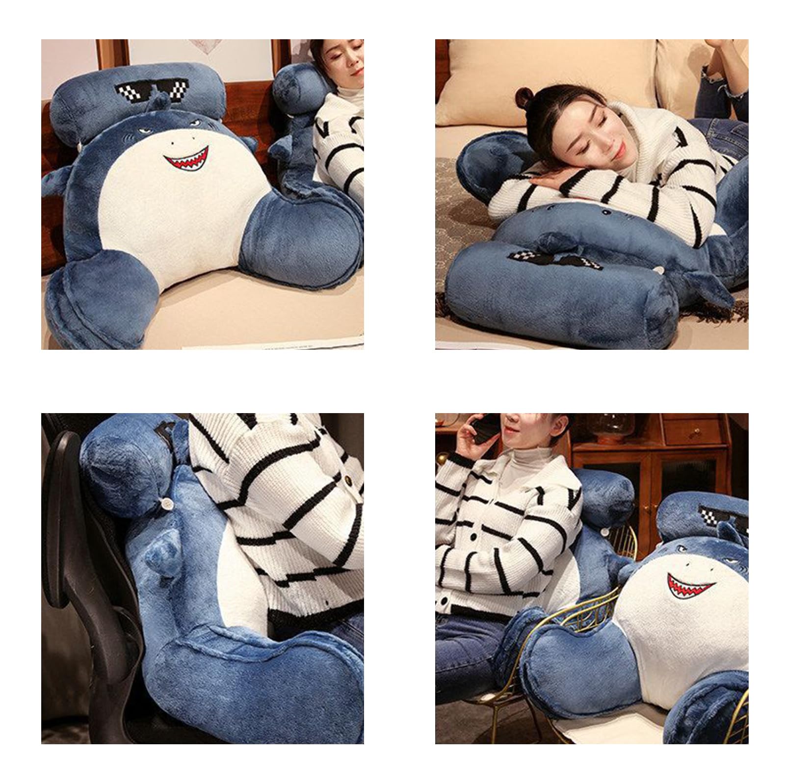 Cartoon Reading Pillow，Lesekissen Bettauflage Kisse，mit Abnehmbarer Nackenrolle und Stützarm Zum,Rückenstütze beim Entspannen, Lesen, Spielen，Fernsehen, Flex Bücherkissen (heftig, 80 * 55cm)