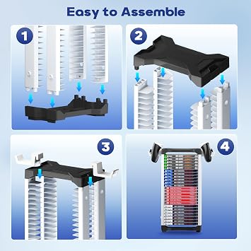 Nargos Video Game Storage Tower Universal for PS5/PS4/PS3/PS2/Xbox One/Xbox 360 And Xbox Series X/S/Wii/Switch/Switch 2 Game Cases, DVD And Blu-Ray Disks, Organizer Para Juegos, Regalo Gamer (23 Pcs)