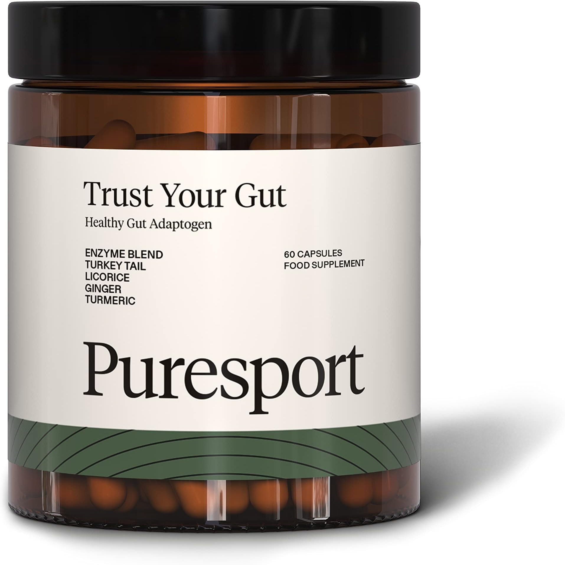 PuresportTrust Your Gut Nootropic Supplements | 60 Capsules | Combines Reishi Mushroom with Digestive Enzyme Blend, Liquorice Root, Turmeric & Ginger | Healthy Gut Adaptogen