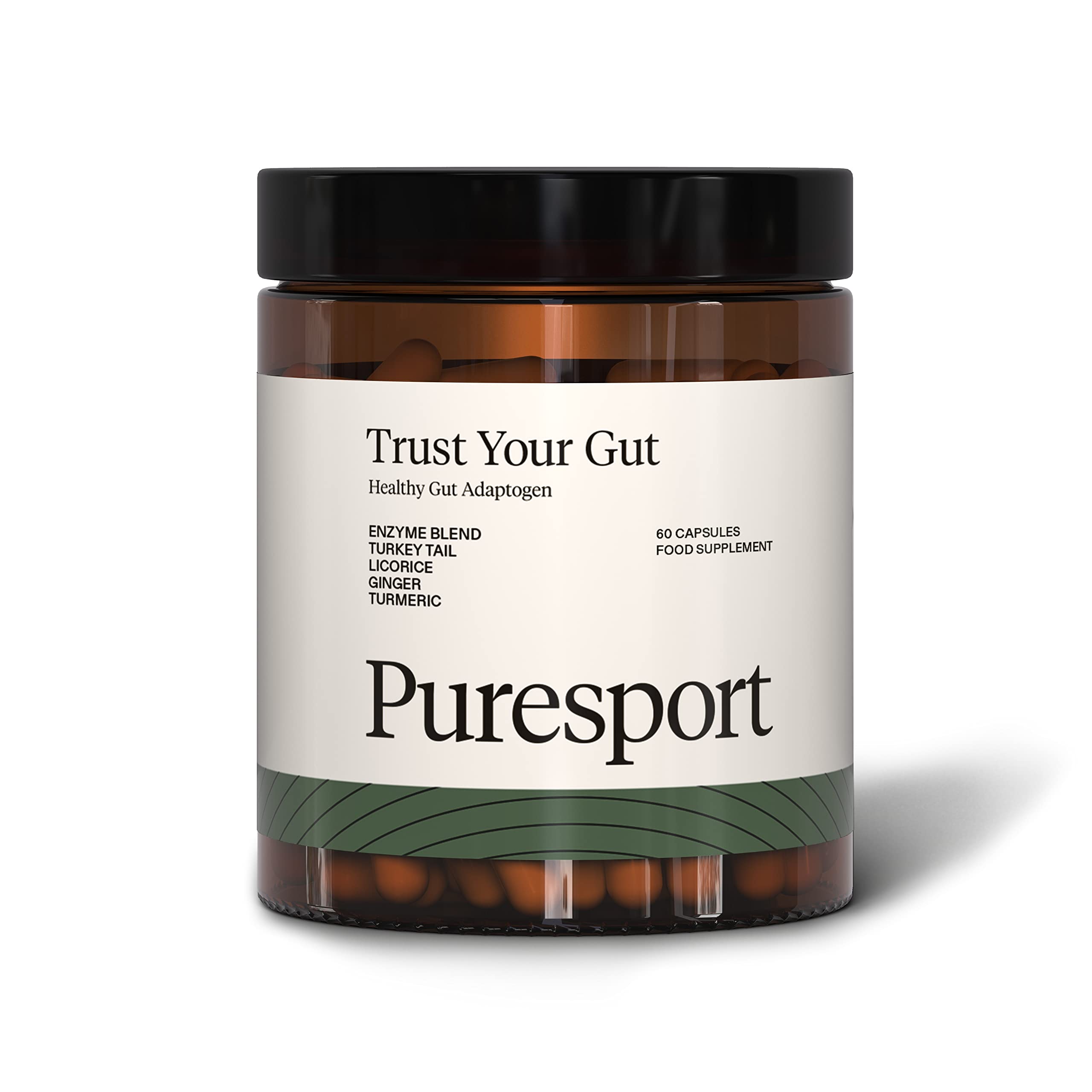 PuresportTrust Your Gut Nootropic Supplements | 60 Capsules | Combines Reishi Mushroom with Digestive Enzyme Blend, Liquorice Root, Turmeric & Ginger | Healthy Gut Adaptogen