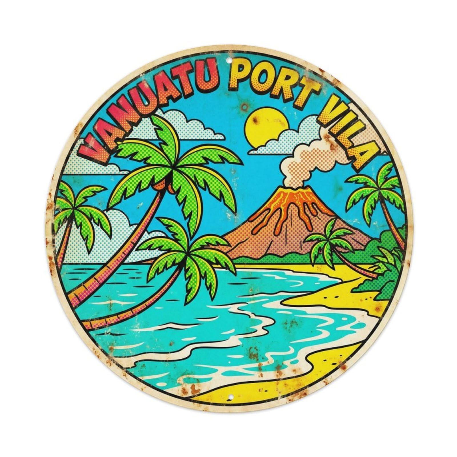 Vanuatu Port Vila Polynesia Island Bold Color Metal Tin Sign