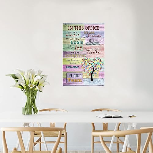 Miniatura 6 de WHAOMIOT Póster inspirador para pared, decoración de pared positiva de oficina, lienzo impreso con texto en inglés In This Office We Are A Team, las
