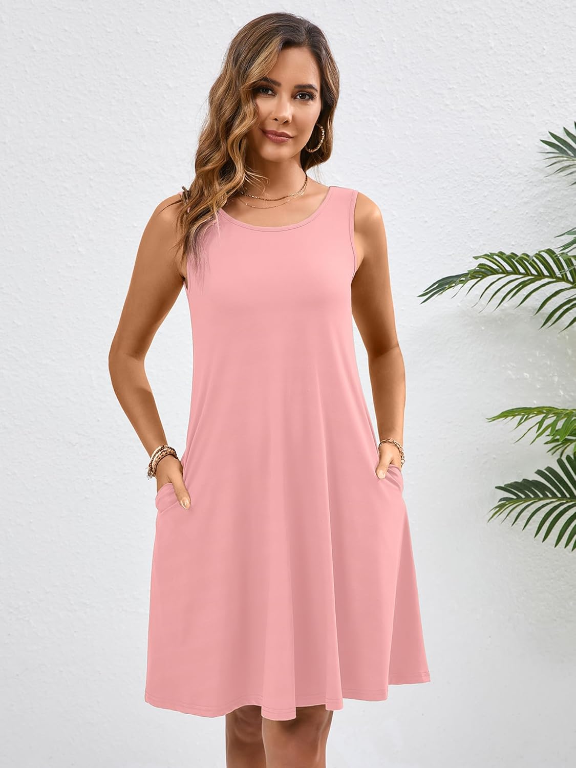 KORSIS Summer Dress for Women Casual T Shirt Tank Dresses Sleeveless Swing Flowy Ladies Beach Vacation Sundress with Pocket - Image 4