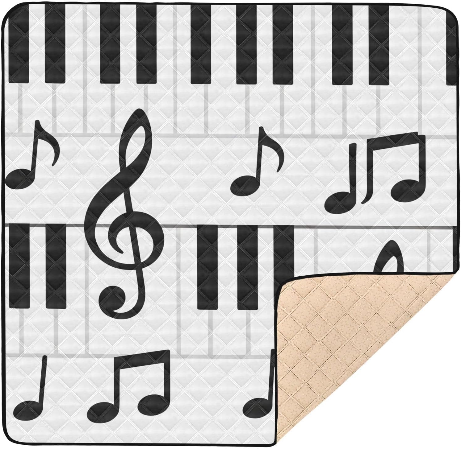 Cartoon Piano Keys Baby Play Mat, Waterproof & Non-Slip Playpen Mat 50" X 50" Soft Foldable Crawling Mat Playing for Infants and Toddlers