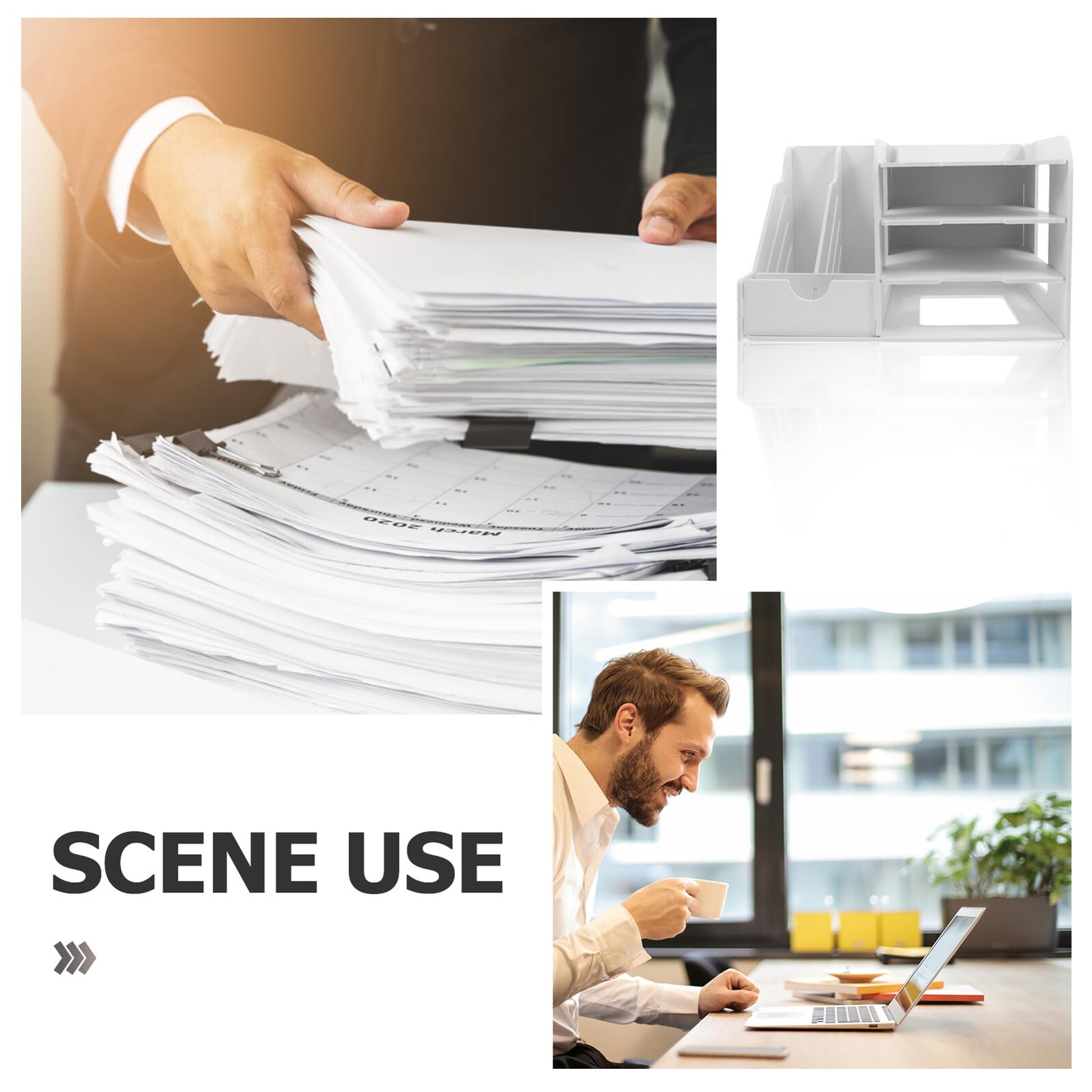 Raccoglitore da scrivania in PVC con lati aperti, salvaspazio, per un facile accesso, soluzione di archiviazione per ufficio e casa, ideale per donne e professionisti