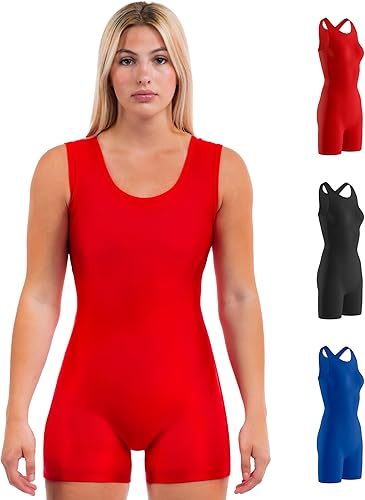 Miniatura 8 de Matman Edge Wrestling Singlet Mujeres Spandex Levantamiento de Pesas Color Sólido