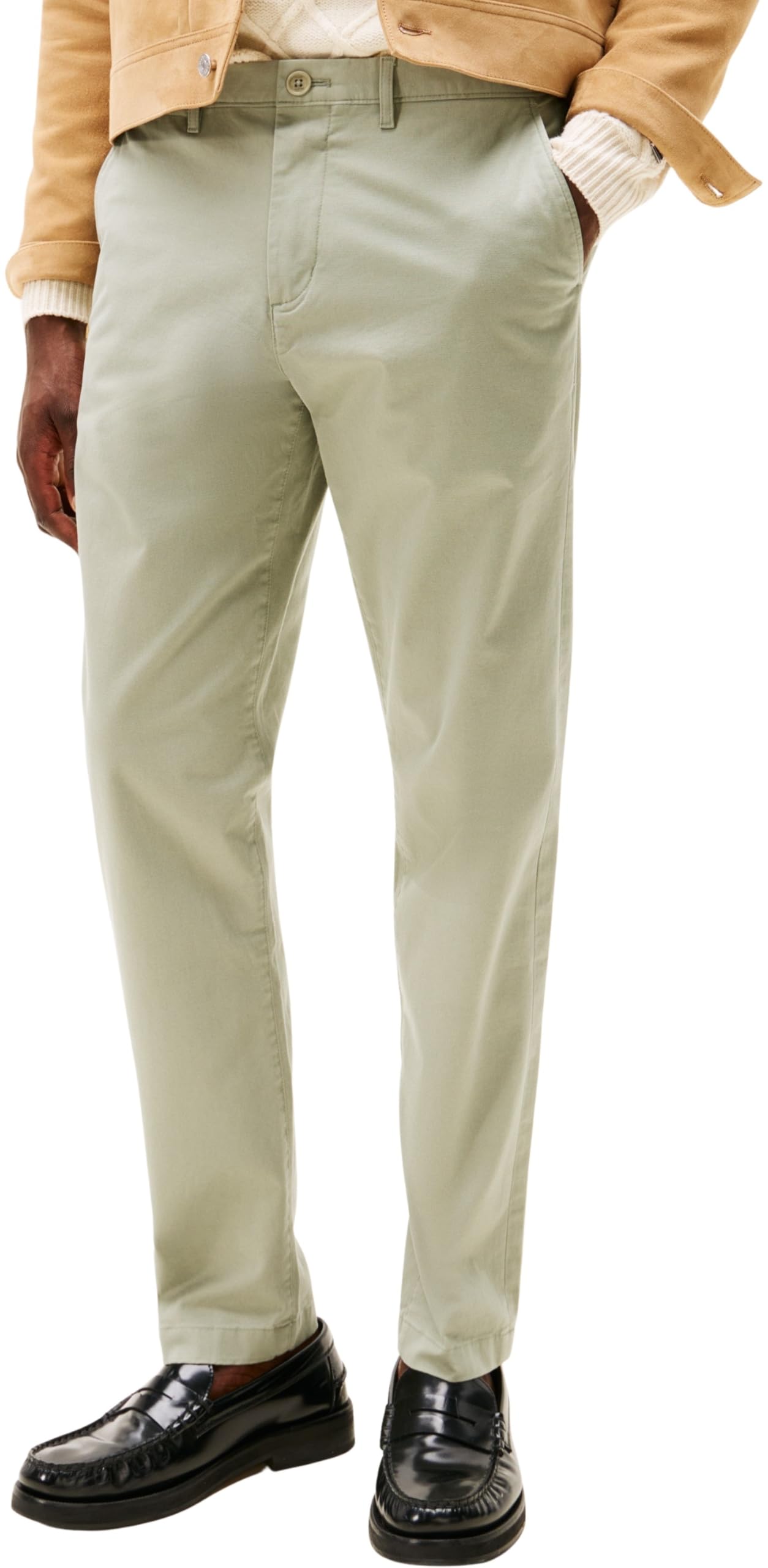 Tommy Hilfiger Men’s Core Harlem Essential Twill Relaxed Fit Chinos, Green (Grey Sage), 28W/33L