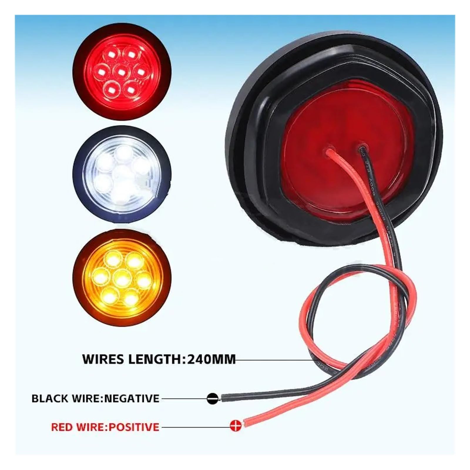 Luces Traseras Luces Led Redondas Posición Lateral 12V Y 2 Pulgadas Luces Laterales Camión Luces De Liquidación Remolque Lámpara De Parada Trasera Tali Automotive Piloto Trasero ( Color : 2pcs Red )