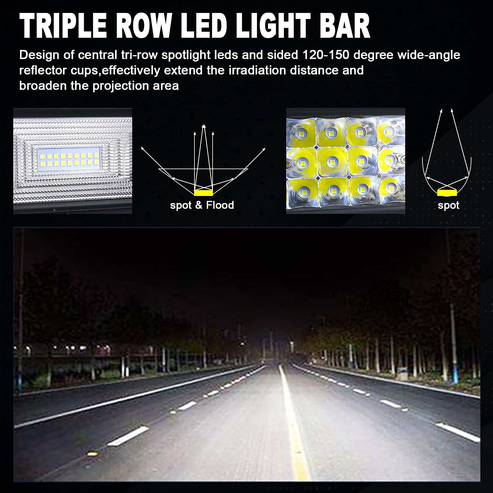 SKYWORLD Barre lumineuse LED ultra fine à une rangée de 50,8 cm 90