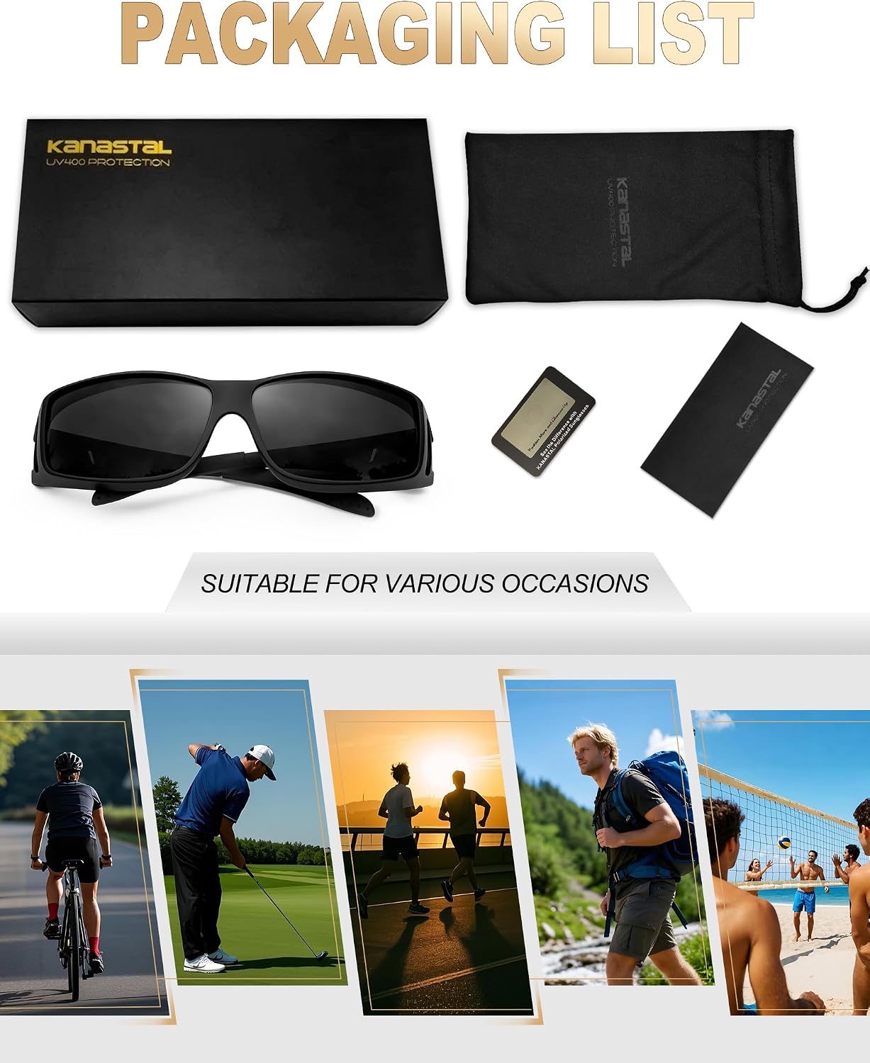 KANASTAL Over Glasses Sunglasses for Men Women Fit Over Glasses Sunglasses Polarized UV400 Fashion Wrap Around Shades