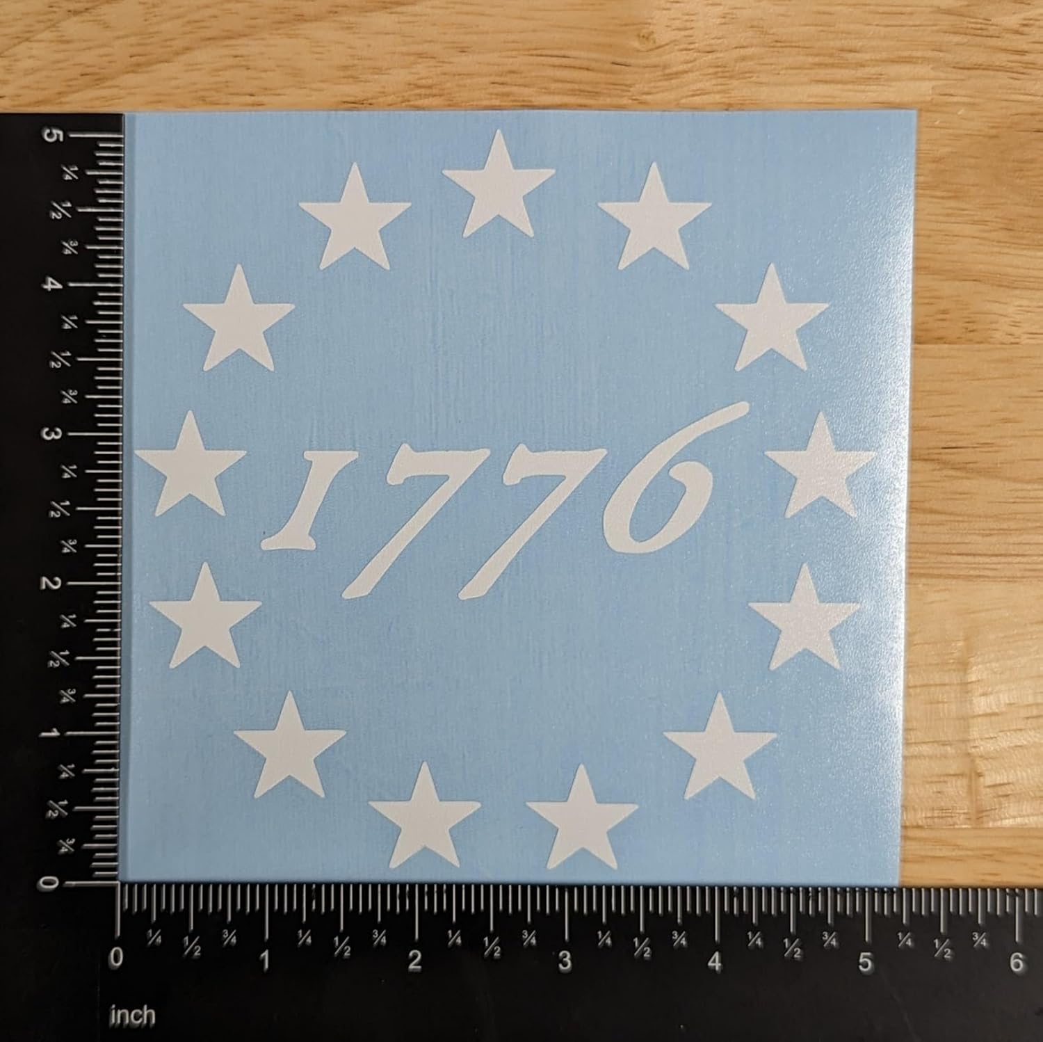1776 Decals: 1776 Stars, Seventeen Seventy-Six Stars Minute Man, 1776 Betsy Ross Flag Decal (Large ~5", White)