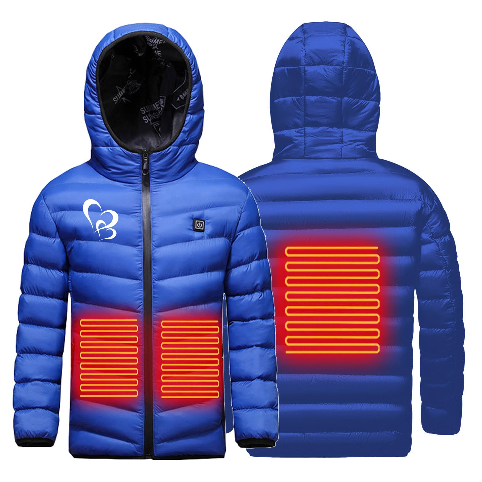 Battnot Beheizbare Jacke Kinder Heizjacke mit Heizung USB Elektrische Beheizte Jacke für Jungen Mädchen Kapuzenjacke Winterjacke Beheizbare Weste Pufferjacke Heizmantel Funktionsjacke Outdoorjacke