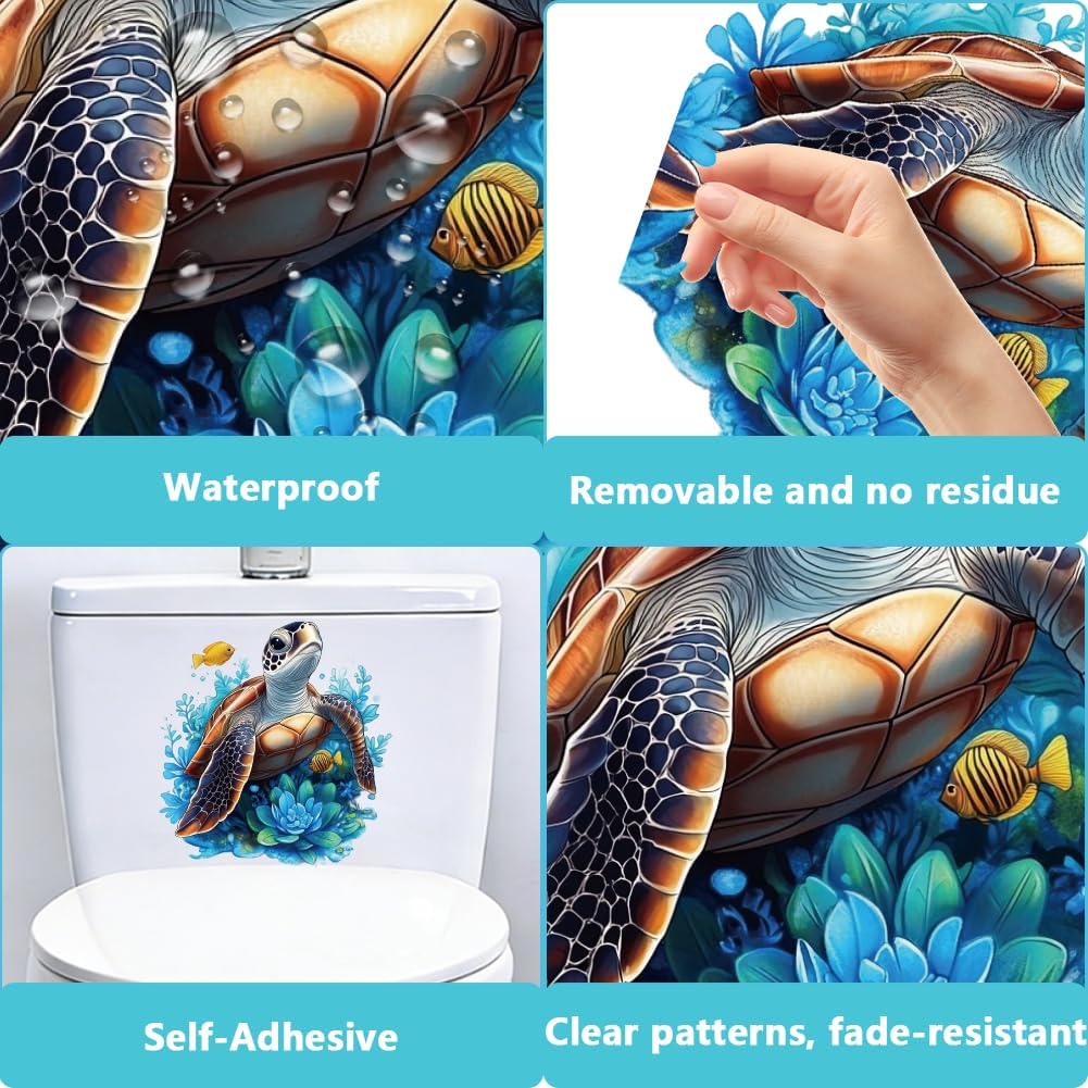 Turtle Toilet Seat Lid Stickers Self-Adhesive 11.8 x 11.2 Inch