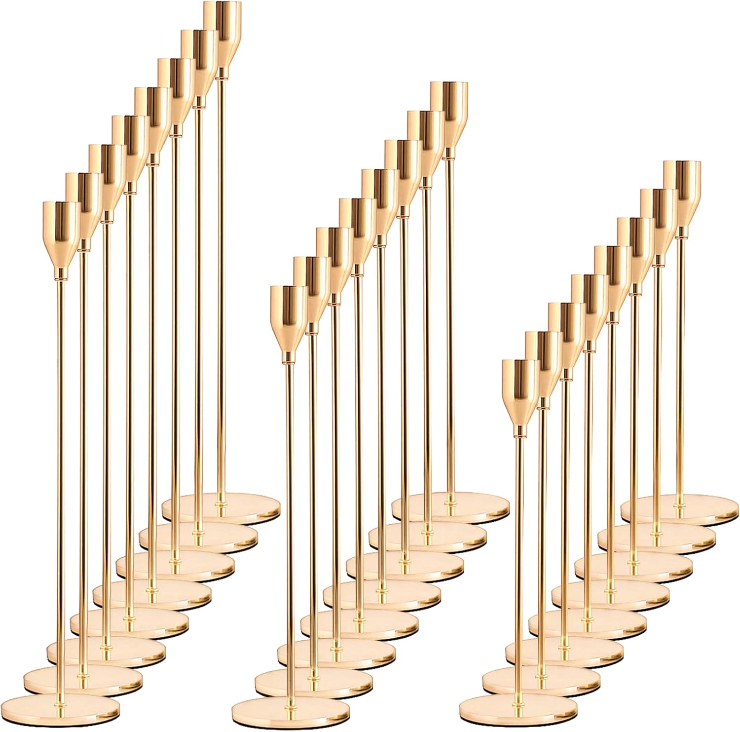 24Pcs/ 8 Set Gold Candlestick Holders, Taper Candle Holder