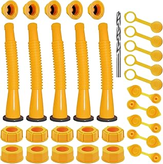 Gas Can Spout Replacement Kit, Gas Can Nozzle Replacement (5 Kit-Yellow) All gaskets are installed and ready to use upon receipt. For 1/2/5/10 gallon gas can. Easy and convenient to use