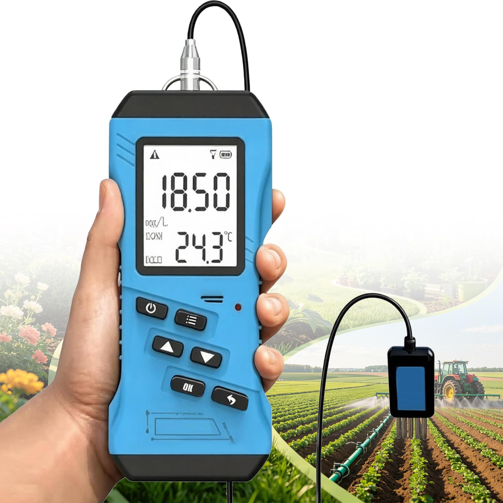 BITYCOW 7-in-1 All-in-One Soil Testing Meter, NPK Nitrogen Phosphorus Potassium Detector, pH Moisture EC Temperature Sensor for Farm and Home Gardening