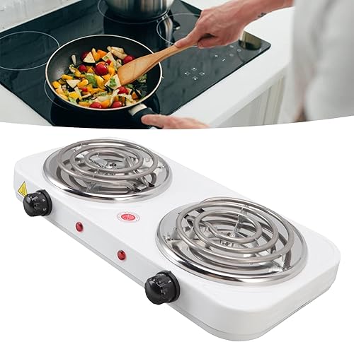 Miniatura 3 de Estufa eléctrica de encimera, 2000 W, multifuncional, 2 quemadores, estufa de cocina portátil, placa eléctrica de doble quemador para el hogar y al