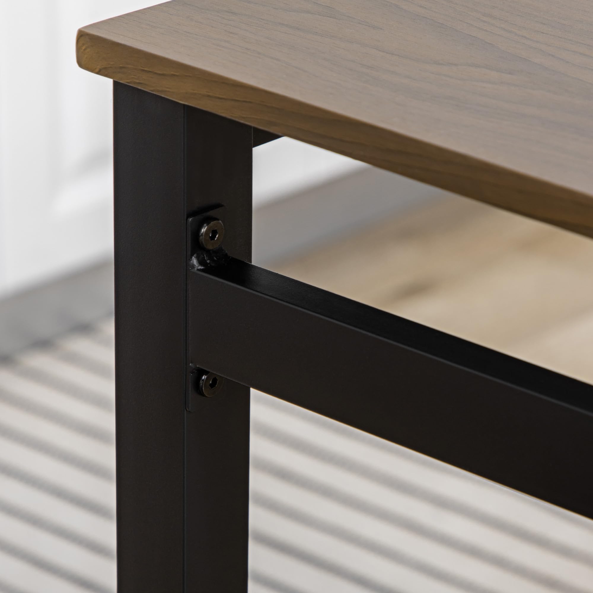 HOMCOM Set da Pranzo da 5 Pezzi con 1 Tavolo Rettangolare e 4 Sedie, in Acciaio e MDF, Nero e Marrone