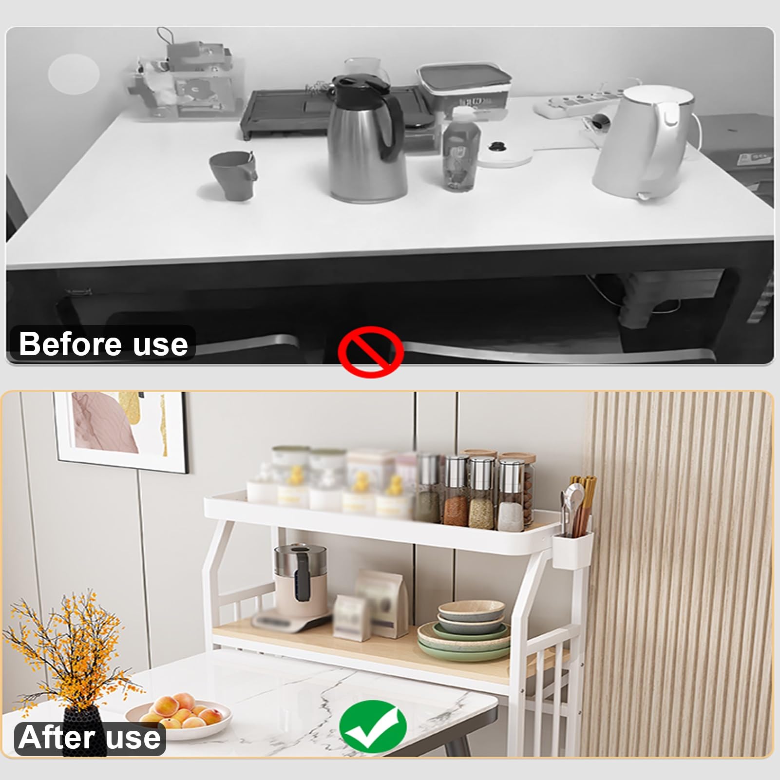 LYGXWJFC Scaffale da Cucina a 3 Livelli, credenza Aperta Sottile, Piano di Lavoro per Utensili da Cucina, Ideale per Sala da Pranzo e Soggiorno, scaffale Bianco (100x24x150 cm)