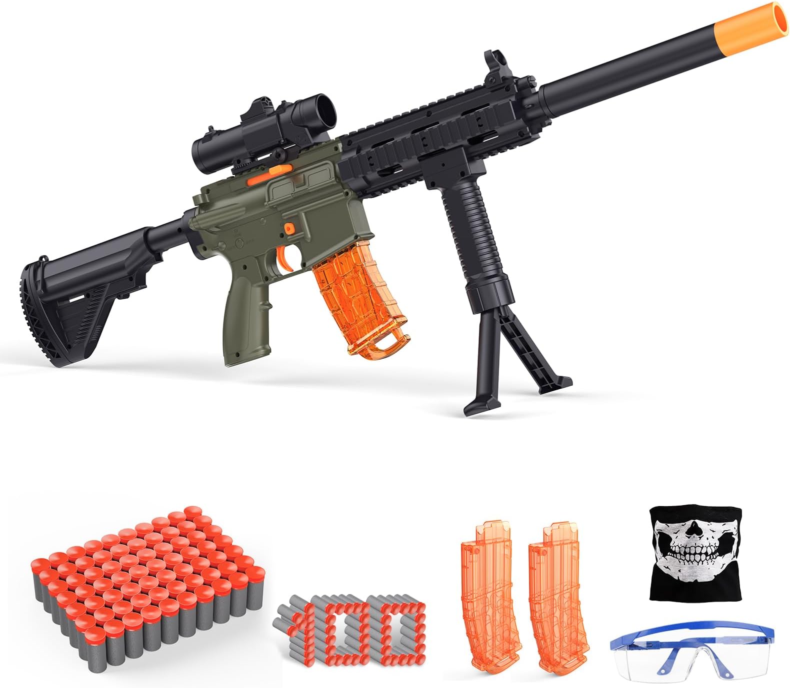 Toy Gun with Soft Bullets, Manual Foam Blasters Guns with 100 Bullets, Sniper Rifle with Scope, Toy Gun