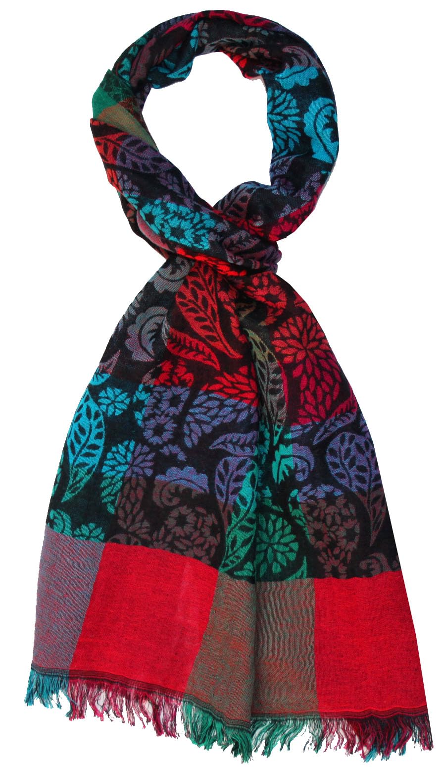 Lorenzo Cana Męski szalik z miękkiej wełny, misterny wzór Paisley, kolorowy wielobarwny 32 x 184 cm, wełniany szal wełniany szal męski 7869211, Kolorowy, turkusowy, czerwony, 34 x 182 cm