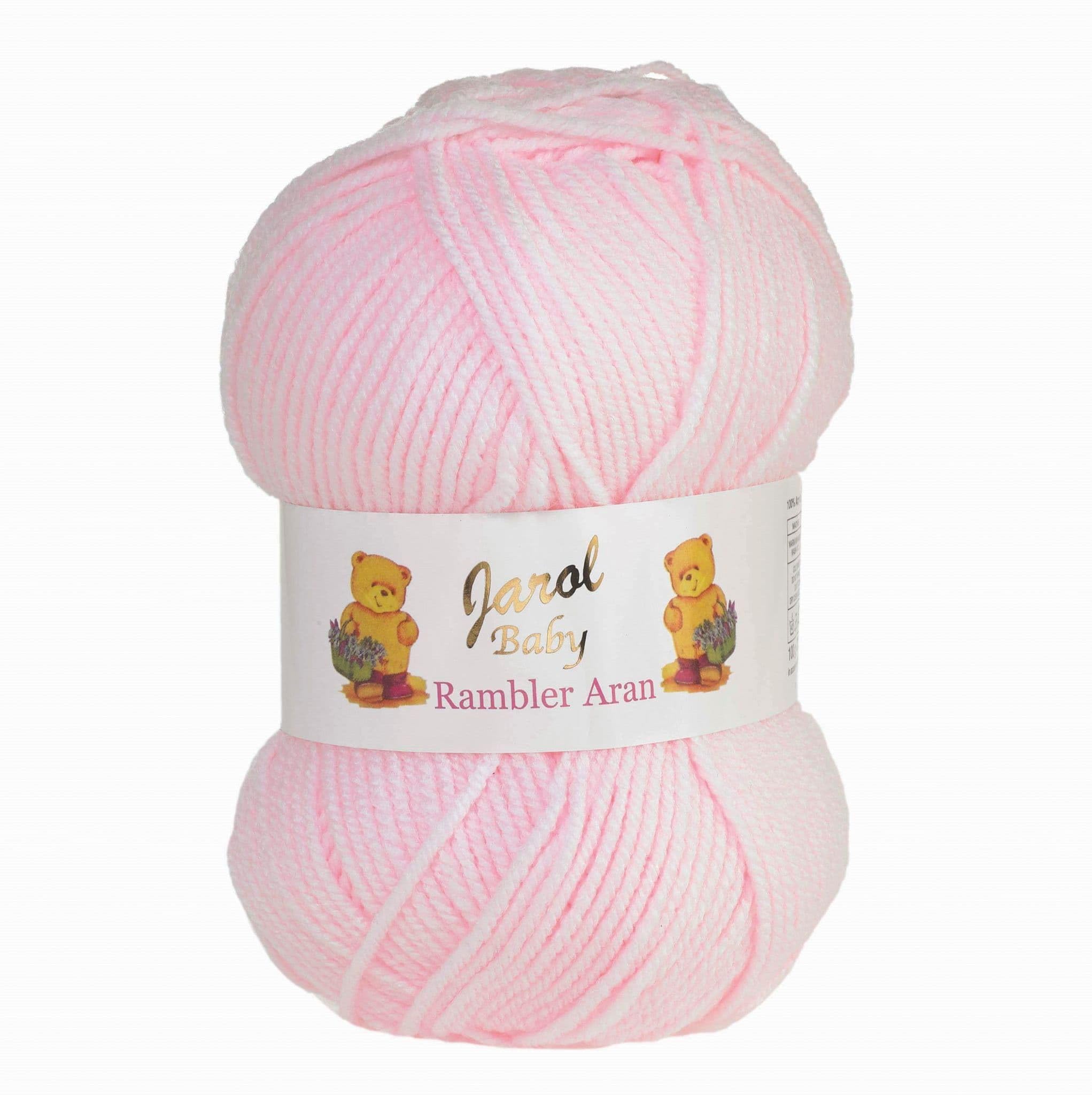 Jarol Baby Rambler Aran Knitting & Crochet Yarn. Great Value Baby Yarn Available in a Selection of Pastel and Bright Shades, 100% Acrylic, 200 Metres, 100g Balls, Pack of 20, Baby Pink