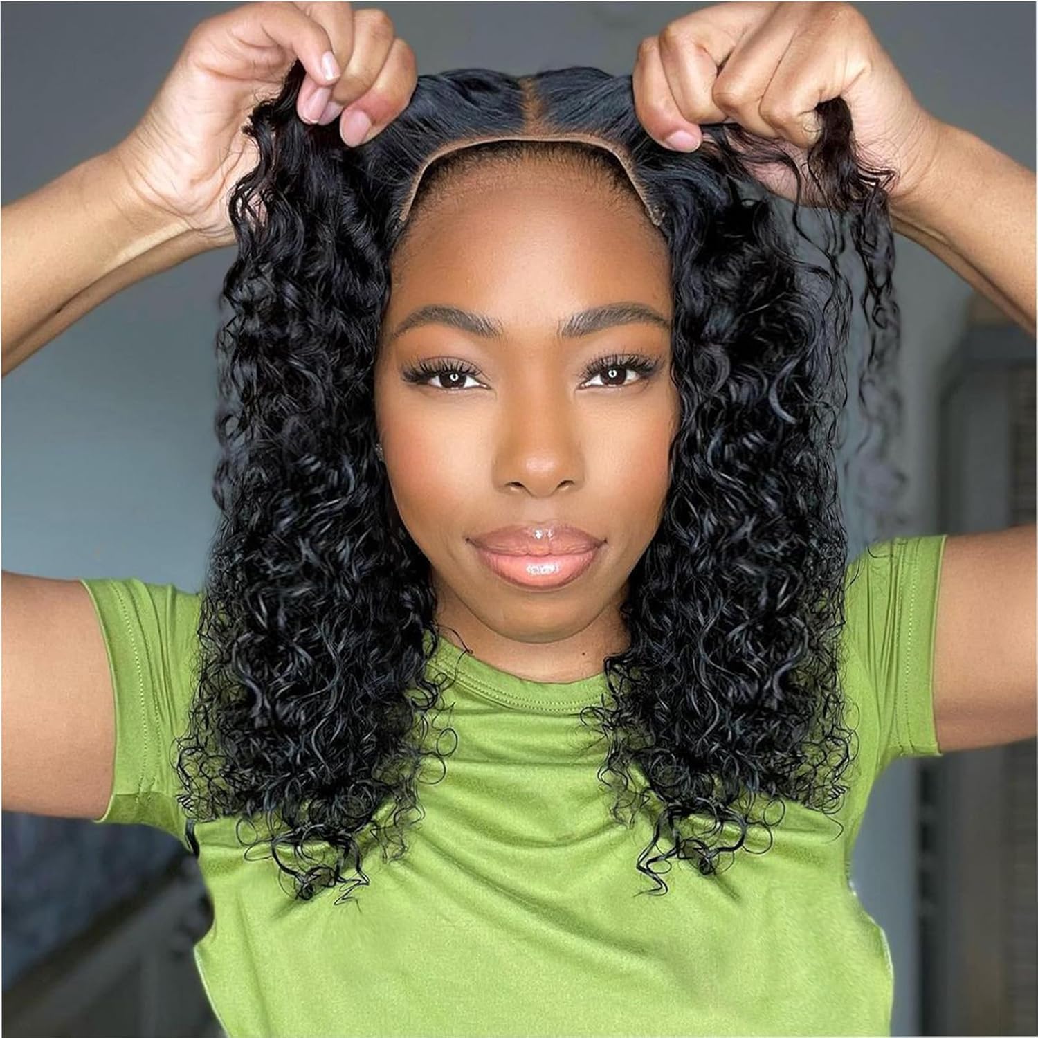 Curl Bob Style Brazilian Remy 100% Human Hair Wig Brazil Remy 100% Human Hair Afro Curl Pixie Wig Kinky Jerry  main image 3