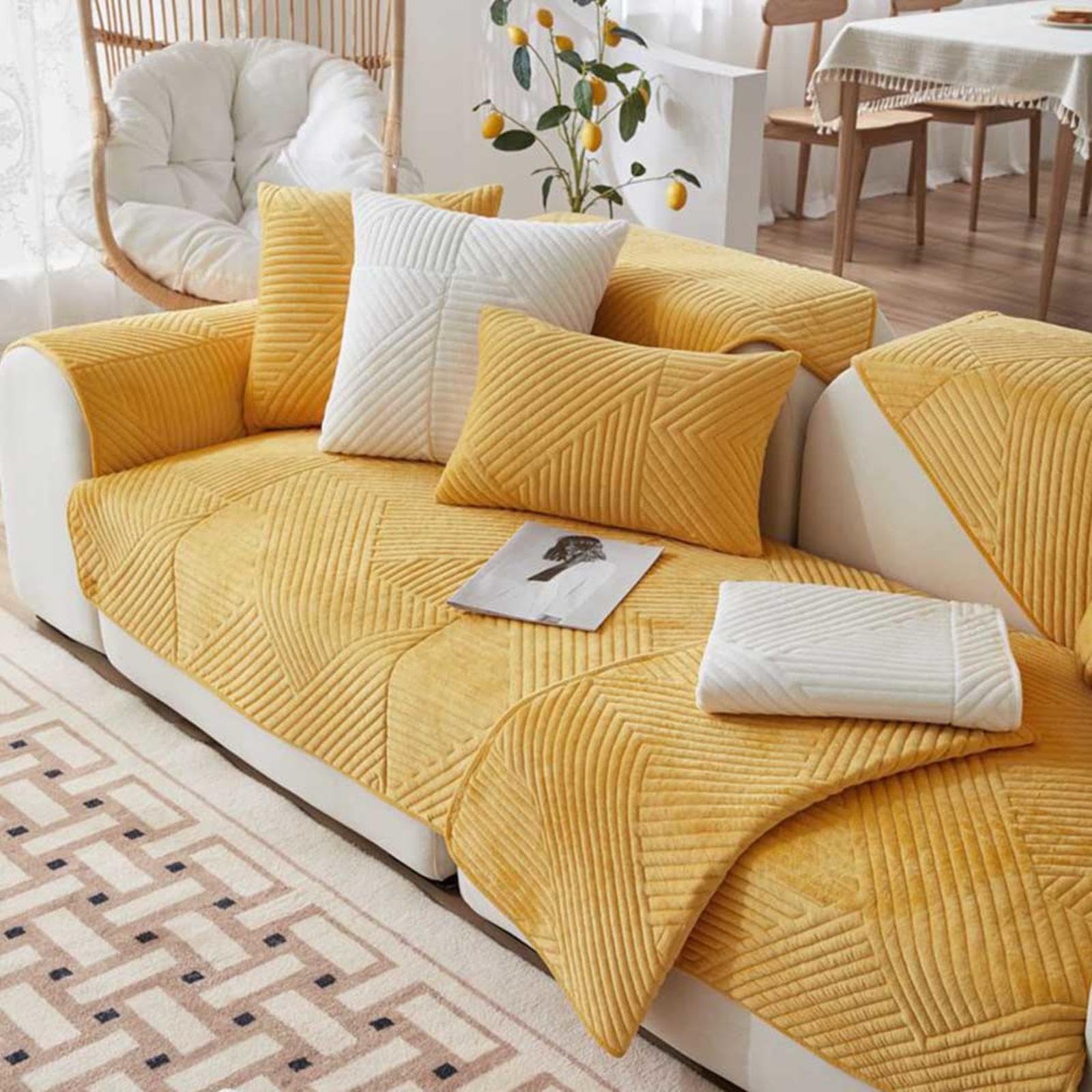 Racib Couch Überzug L Form Sofaschoner Ecksofa Samt rutschfest Für Hunde Katze Sofaschoner Sitzfläche Sofa Überzug Couchbezug 1/2/3/4