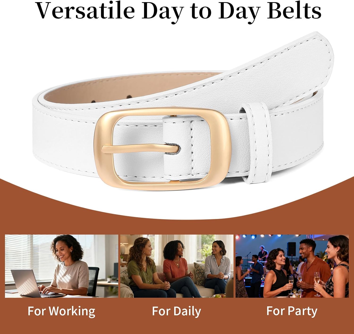 Women Belts For Jeans Pants Dresses Ladies Leather Waist Belt with Elegant Solid Pin Buckle - Image 6