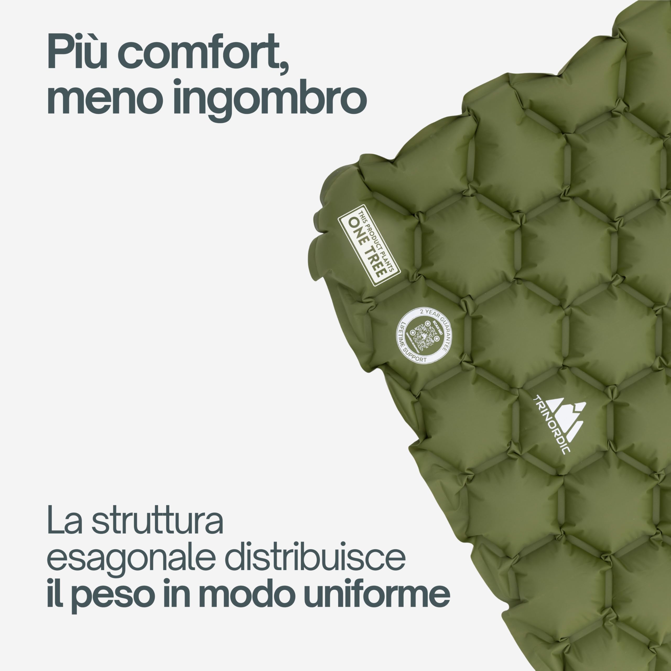 TRINORDIC Materassino Gonfiabile Ultraleggero da Campeggio - Materasso Singolo Salvaspazio ad Aria per Dormire con Comfort - Attrezzatura da Campeggio Resistente e Leggera per Avventure all'Aperto