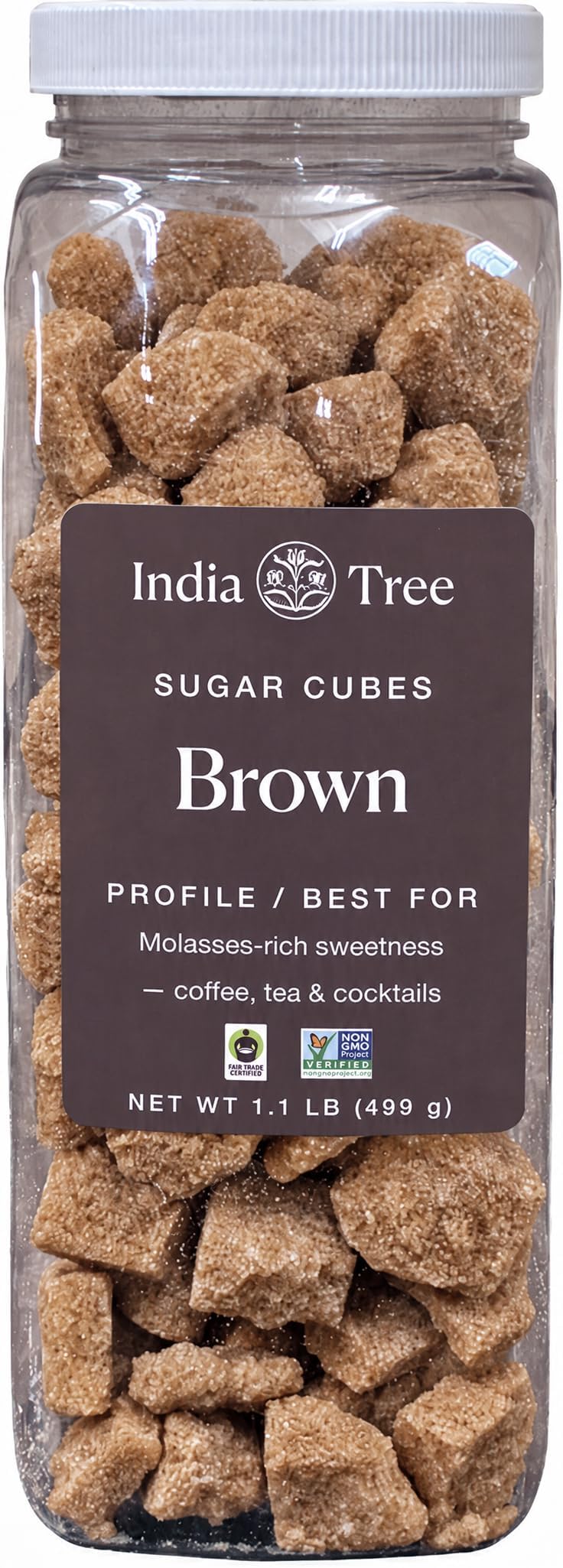 India Tree Brown Sugar Cubes from Mauritius - 1.1 lb Pantry Pak - Unrefined Demerara Cane Sugar - Non-GMO Fair Trade Natural Sweetener for Coffee, Tea, and Baking