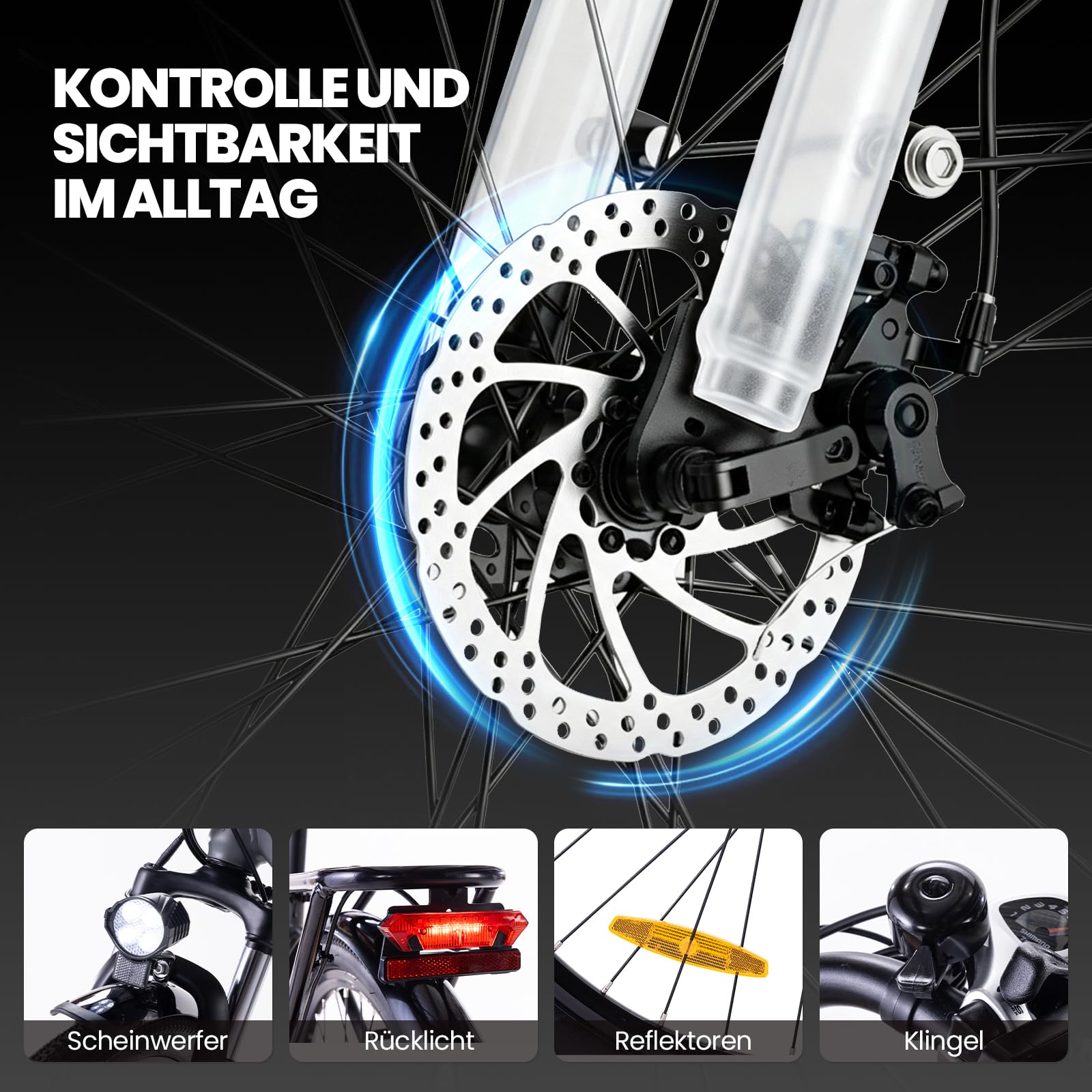 E Bike Damen Herren, 26 Zoll Elektrofahrrad bis zu 90 km Reichweite, 250W Motor 55 Nm, 36V 13Ah Akku, Shimano 7-Gang Schaltung, Scheibenbremsen, für Pendeln, Einkaufen und Freizeit